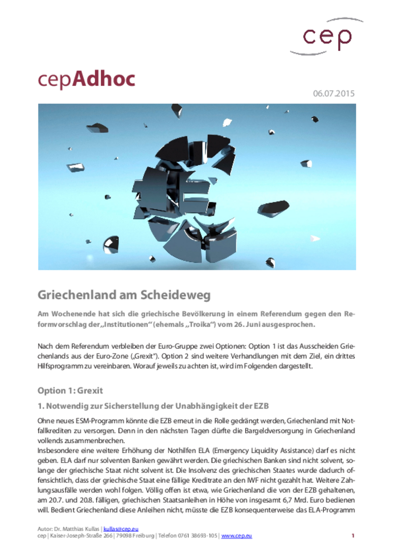 Griechenland am Scheideweg