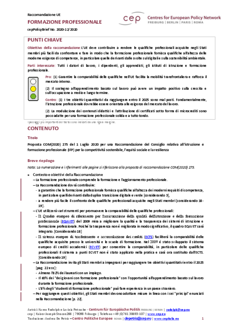 Formazione professionale (cepAnalisi)