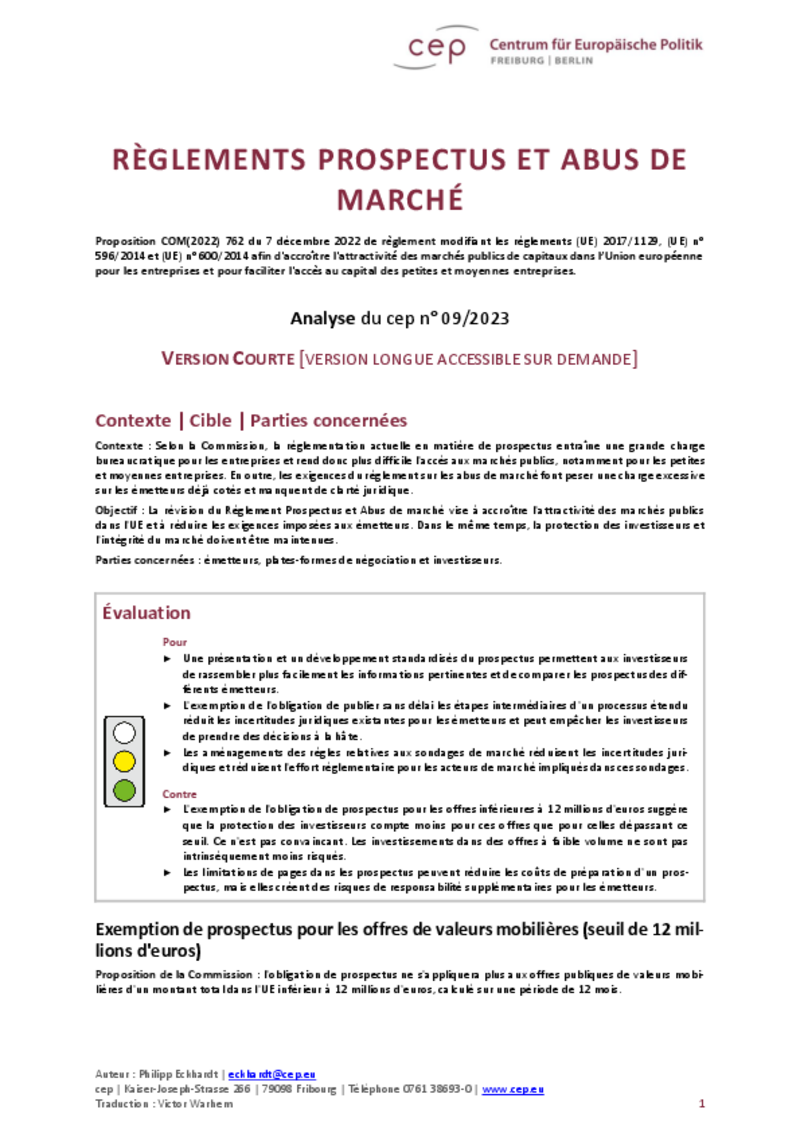 Le cep salue la proposition de la Commission visant à faciliter l'accès aux marchés de capitaux