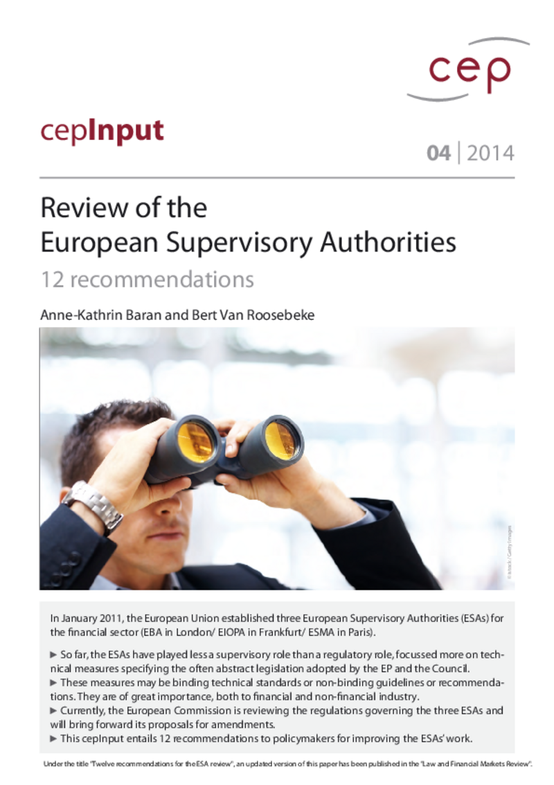 Review of the European Financial Supervisory Authorities (ESA)
