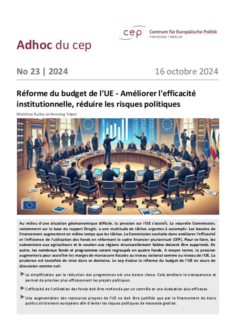 Réforme du budget de l'UE : l’Union sur la bonne voie, sous certaines conditions