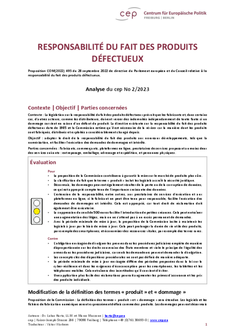 Responsabilité du fait des produits défectueux : le cep voit les droits des parties lésées renforcés