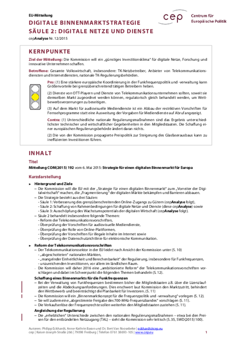 Digitale Binnenmarktstrategie COM(2015) 192