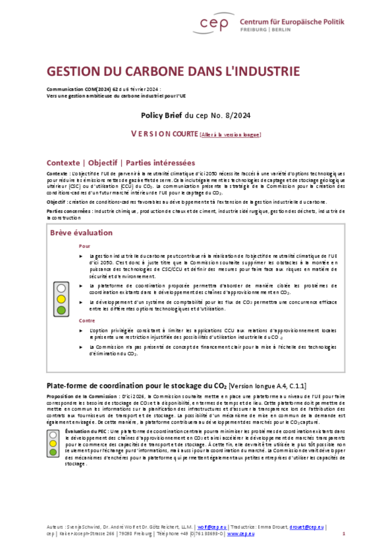 Short Version - Gestion Industrielle du Carbone