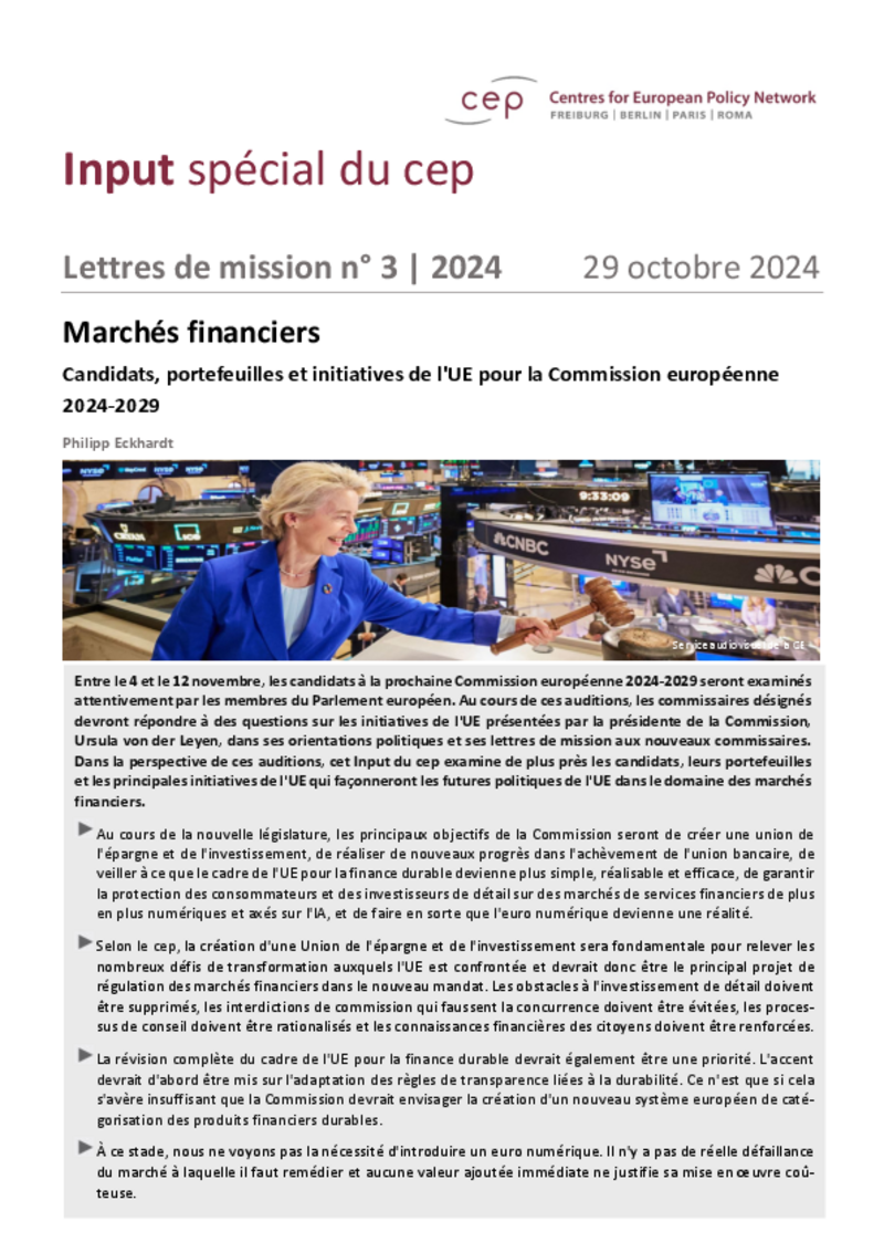 Mission Letters: Marchés Financiers