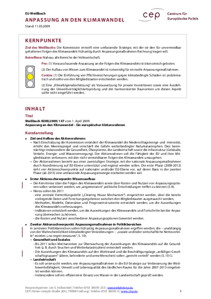 Anpassung an den Klimawandel KOM(2009) 147