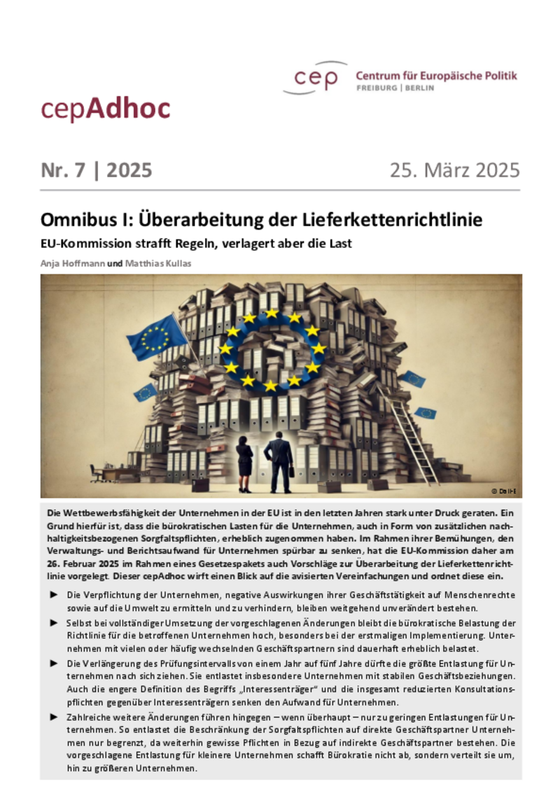 Omnibus I: Überarbeitung der Lieferkettenrichtlinie