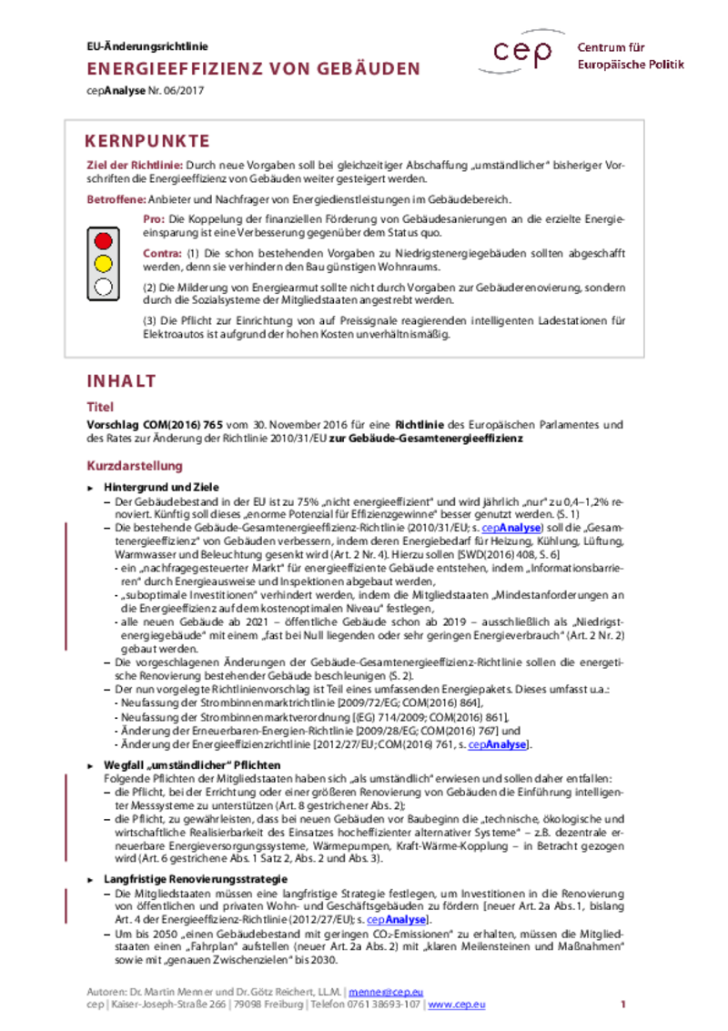 Energieeffizienz von Gebäuden COM(2016) 765