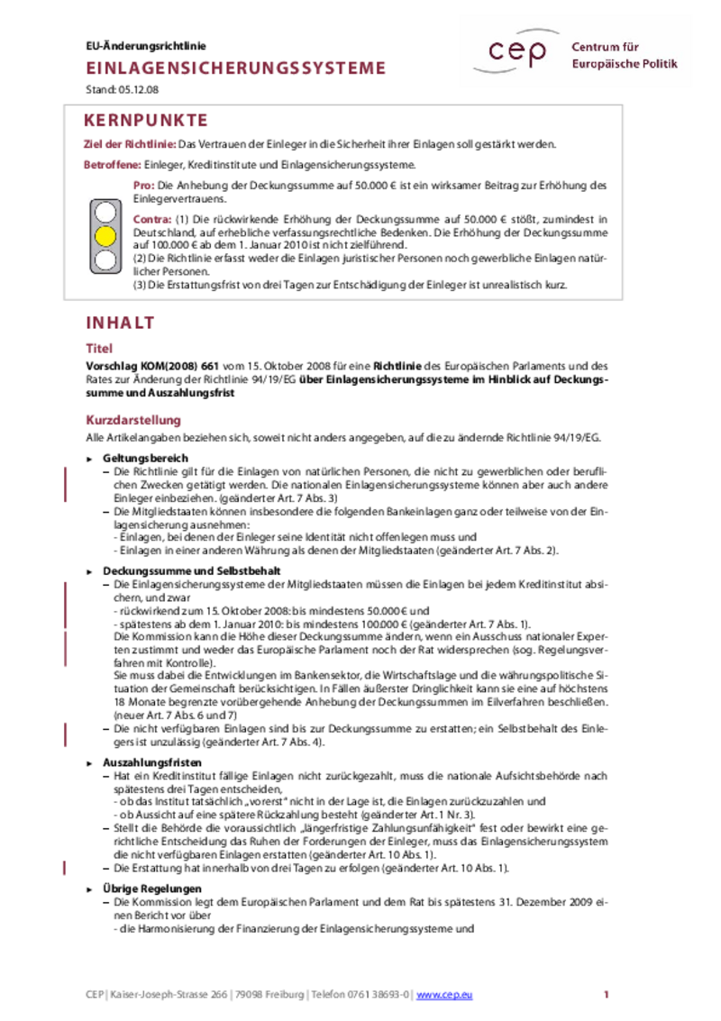 Deposit Guarantee Scheme COM(2008) 661