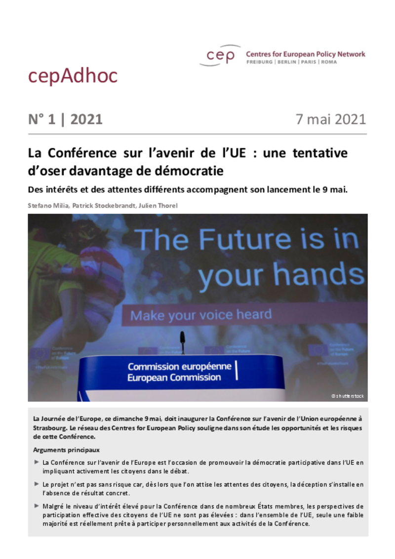 La Conférence sur l'avenir de l'Europe : une tentative d'oser davantage de démocratie