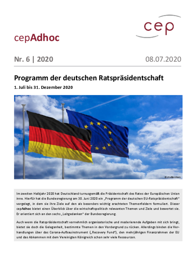 Programm der deutschen Ratspräsidentschaft (cepAdhoc)