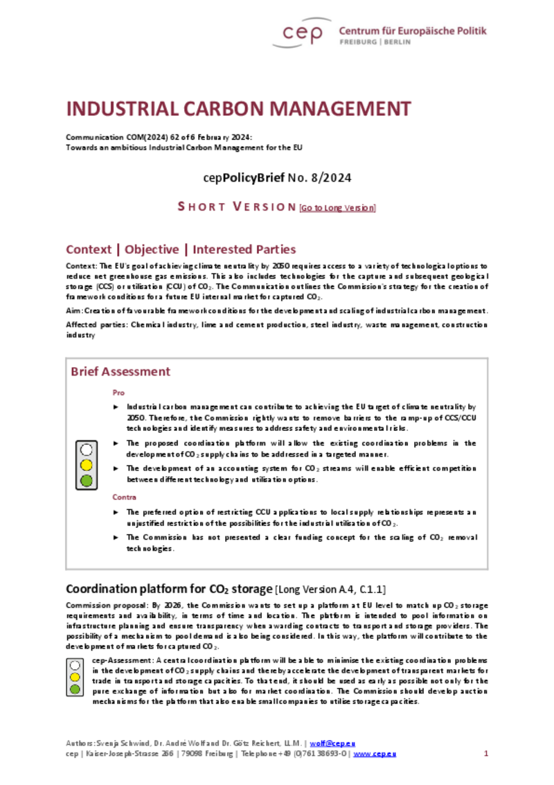 Industrial Carbon Management (Short Version)