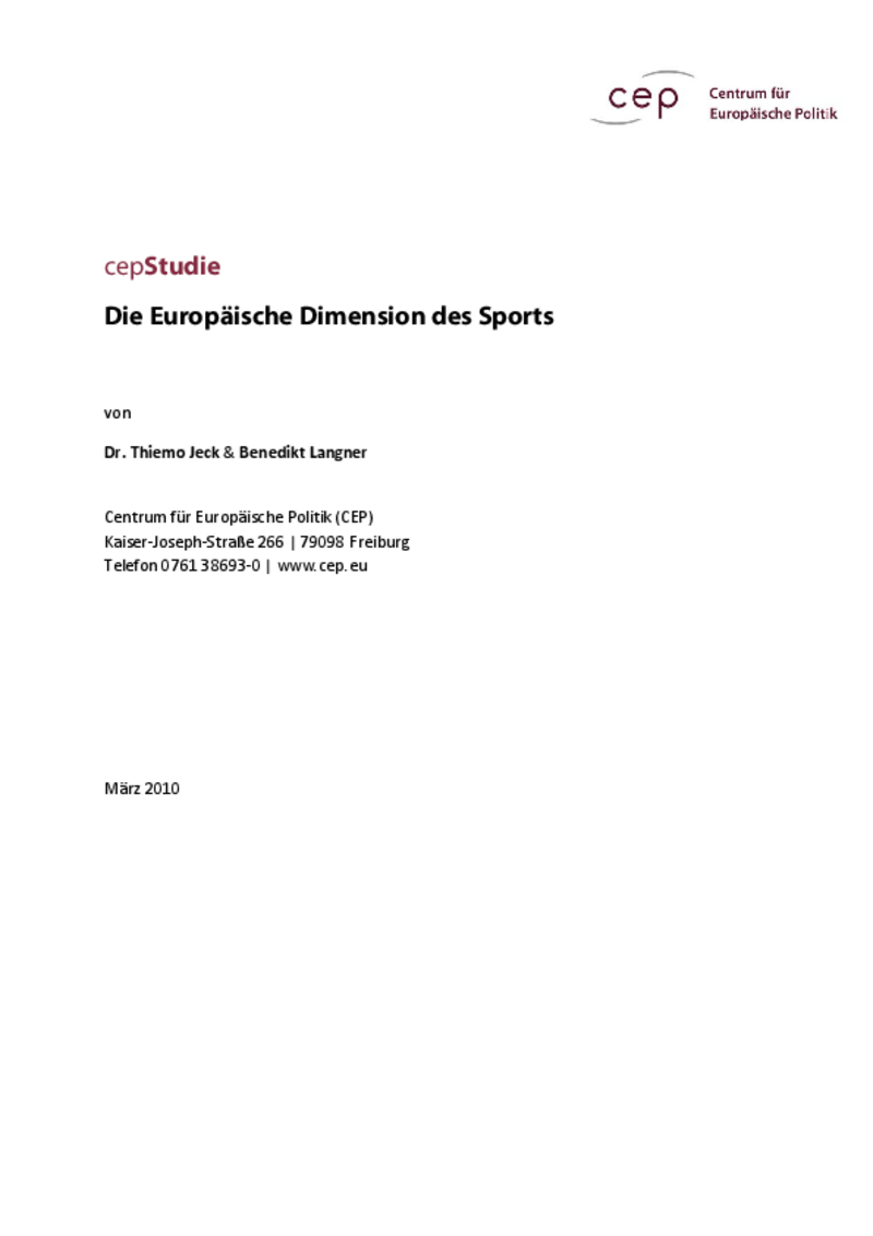 Die Europäische Dimension des Sports