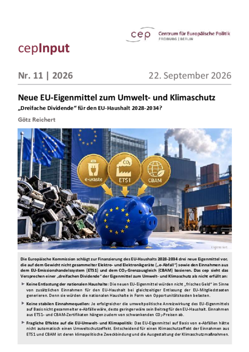 Neue EU-Eigenmittel zum Umwelt- und Klimaschutz