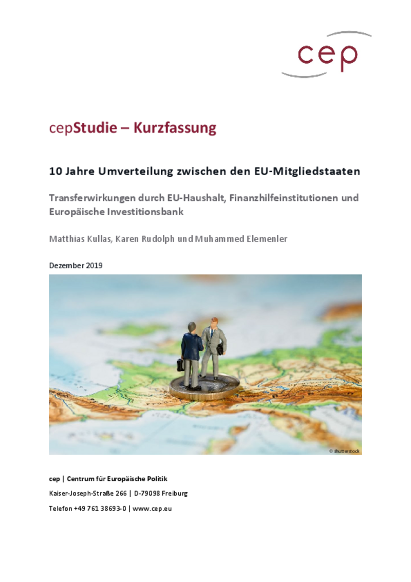10 Jahre Umverteilung zwischen den EU-Mitgliedstaaten (Kurzfassung der cepStudie)