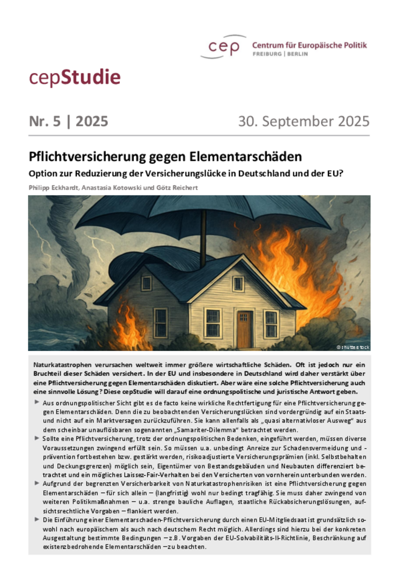Pflichtversicherung gegen Elementarschäden