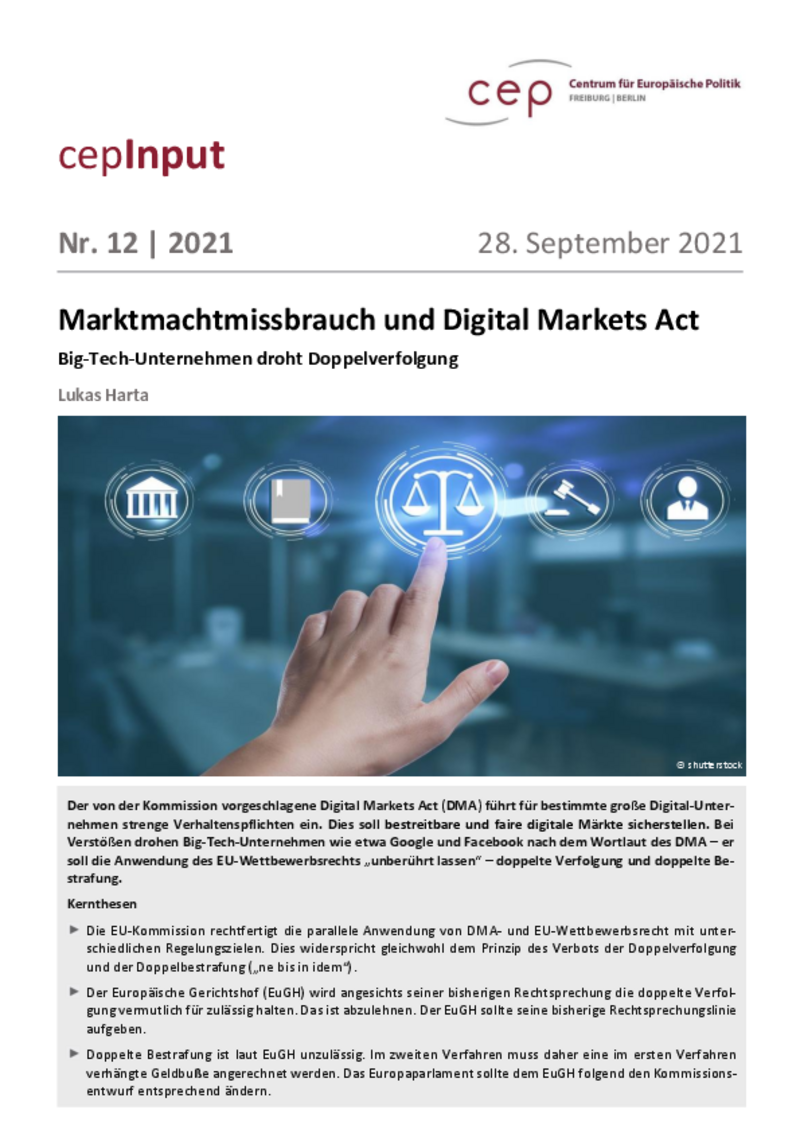 Marktmissbrauch und Digital Markets Act (cepInput)