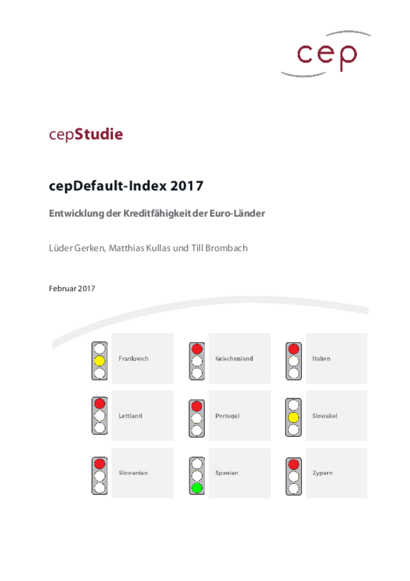 cepDefault-Index 2017 - Entwicklung der Kreditfähigkeit der Euro-Länder