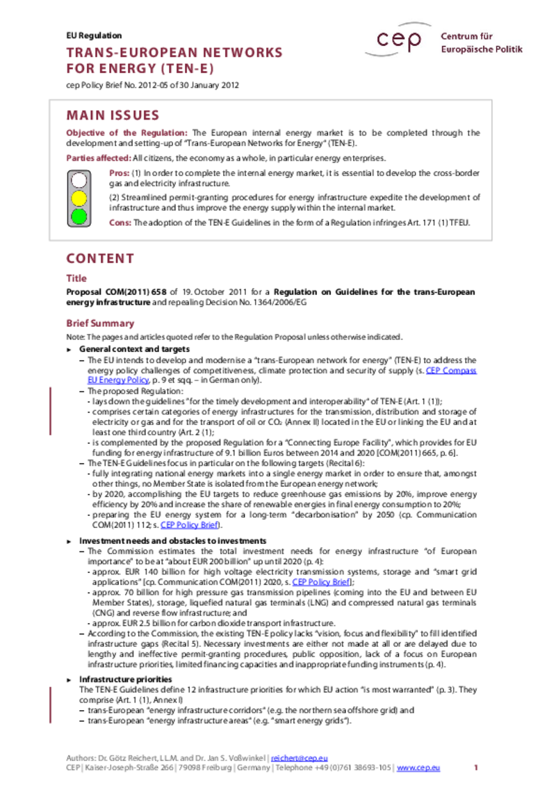 Energy Infrastructure COM(2011) 658