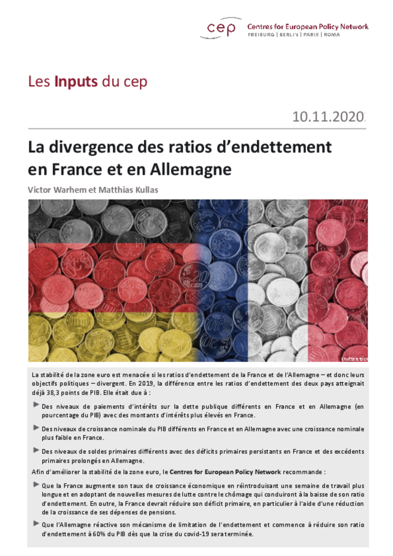 La divergence des ratios d'endettement en France et en Allemagne