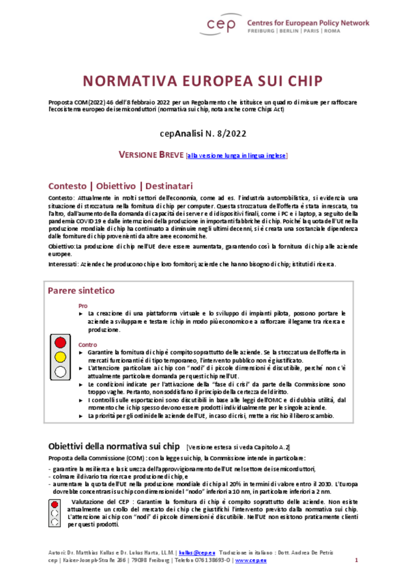 Normativa europea sui chip (cepAnalisi)