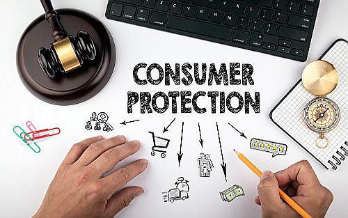 Consumer,Protection,,Law,And,Justice,Concept.,Chart,With,Icons.,Judge